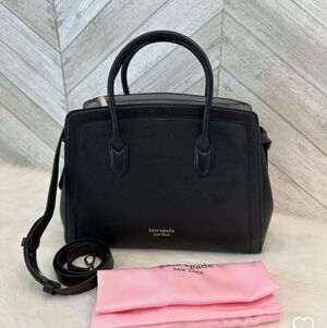 NWT Kate Spade KC889 Knott Large Satchel Black Pebbled Leather Crossbod